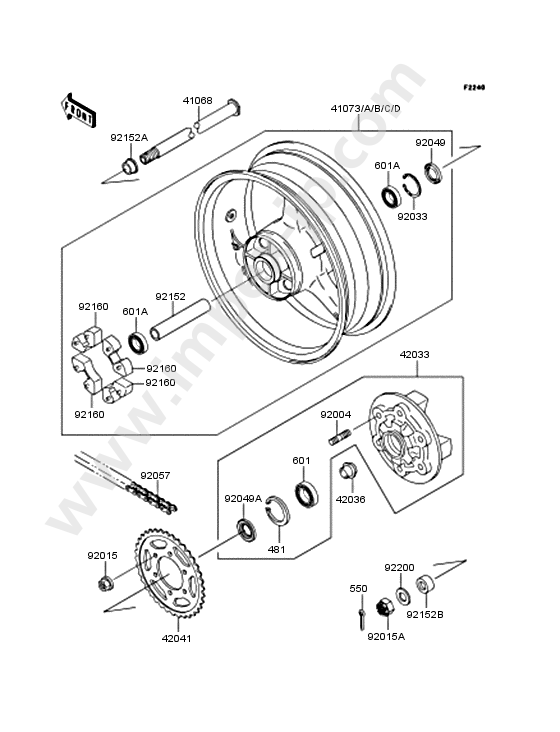 Rear wheel/chain for KAWASAKI ZX600-J2 2001 — IMPEX JAPAN