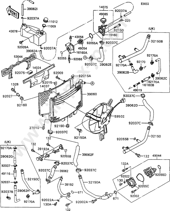 Radiator(1/3) for KAWASAKI ZX1100-C2 1991 — IMPEX JAPAN