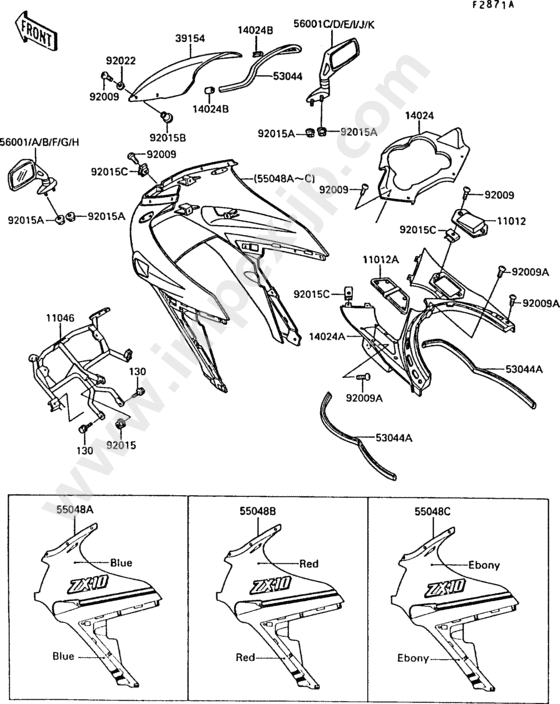 Cowling(1/2)(zx1000-b2) for KAWASAKI ZX1000-B2 1989 — IMPEX JAPAN