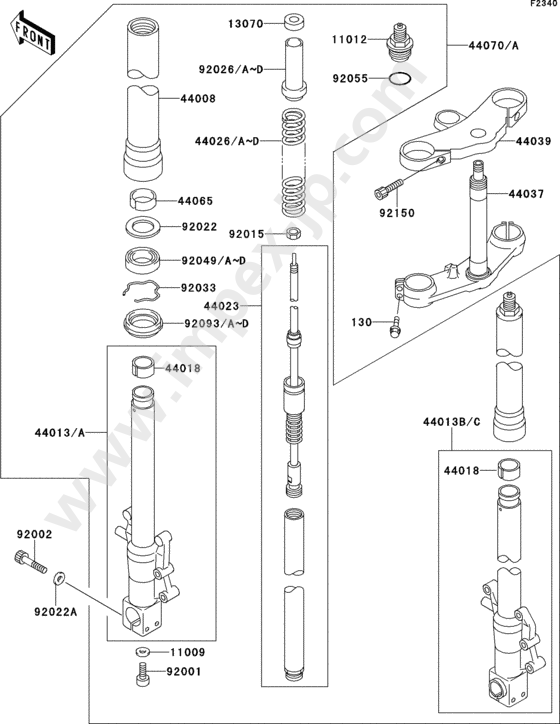 Front fork(1/2) for KAWASAKI ZX750-L1 1993 — IMPEX JAPAN