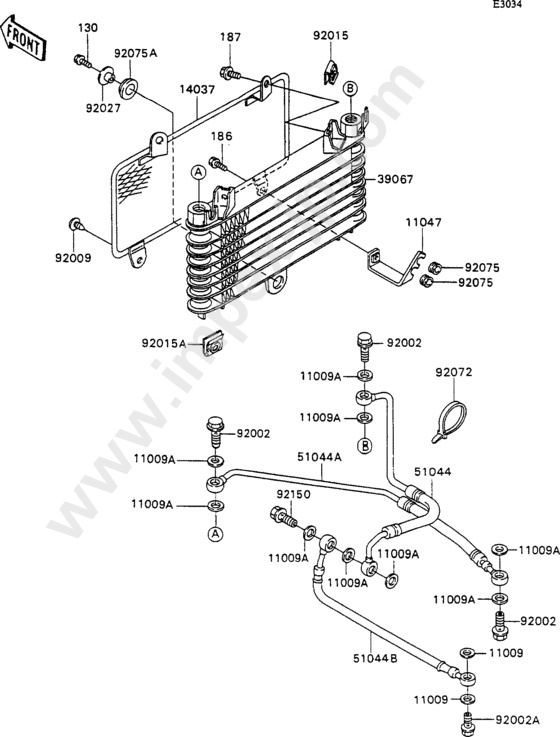 Oil cooler for KAWASAKI ZX1100-C2A 1991 — IMPEX JAPAN