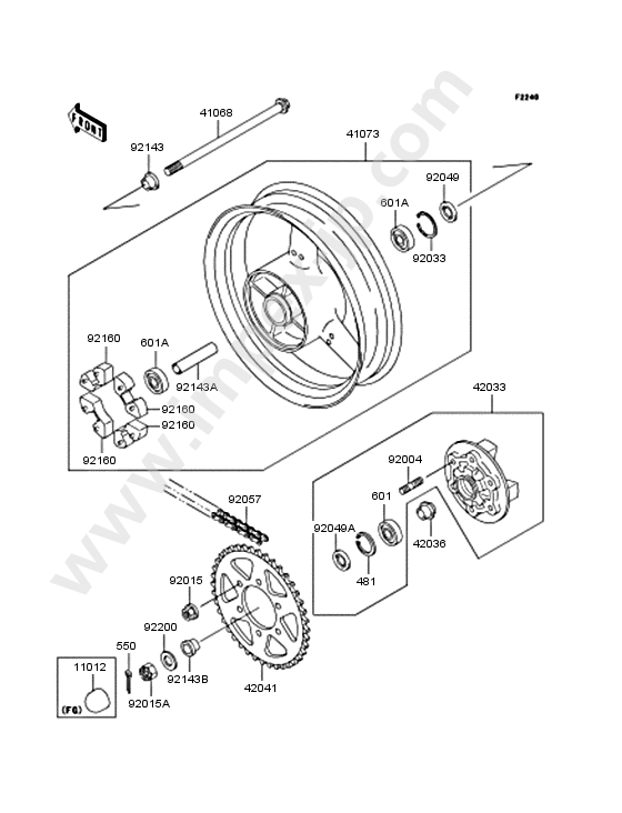 Rear wheel/chain for KAWASAKI ZX750-N2 1997 — IMPEX JAPAN