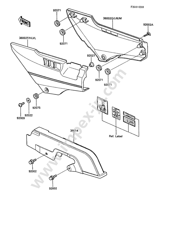 Side covers/chain cover(1/2) for KAWASAKI ZX1000-A3 1988 — IMPEX JAPAN