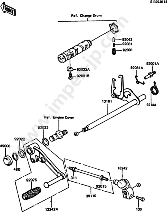 Gear change mechanism for KAWASAKI ZX550-A1 1984 — IMPEX JAPAN