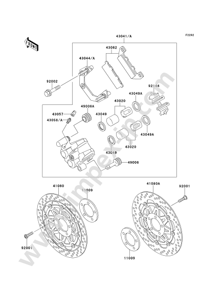 Font Caliper(s) for KAWASAKI ZX250-C2 1992 — IMPEX JAPAN