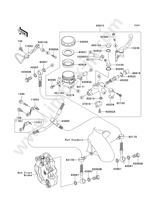 Front master cylinder for KAWASAKI ZX900-F2P 2003 — IMPEX JAPAN