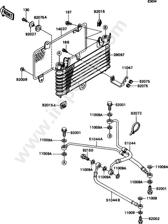 Oil cooler for KAWASAKI ZX1100-C2 1991 — IMPEX JAPAN