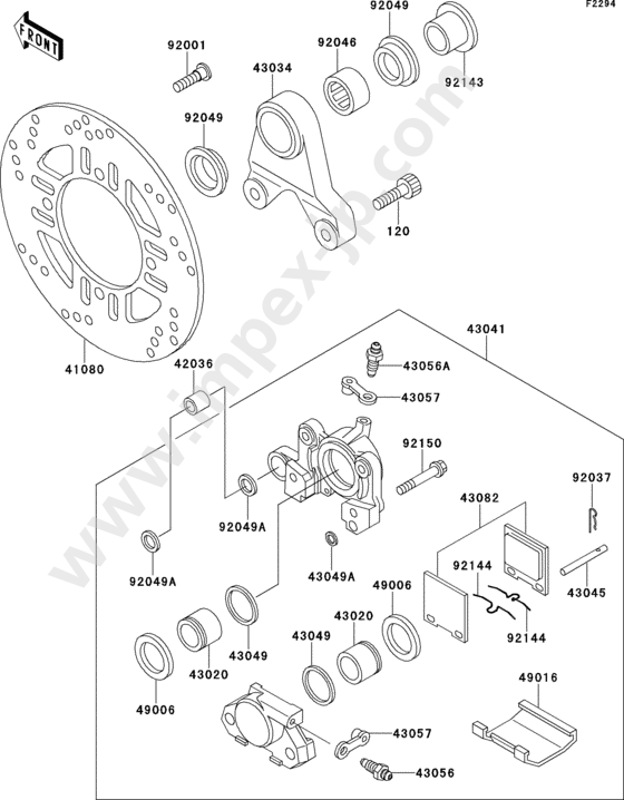 Rear caliper for KAWASAKI ZX400-H2 1990 — IMPEX JAPAN