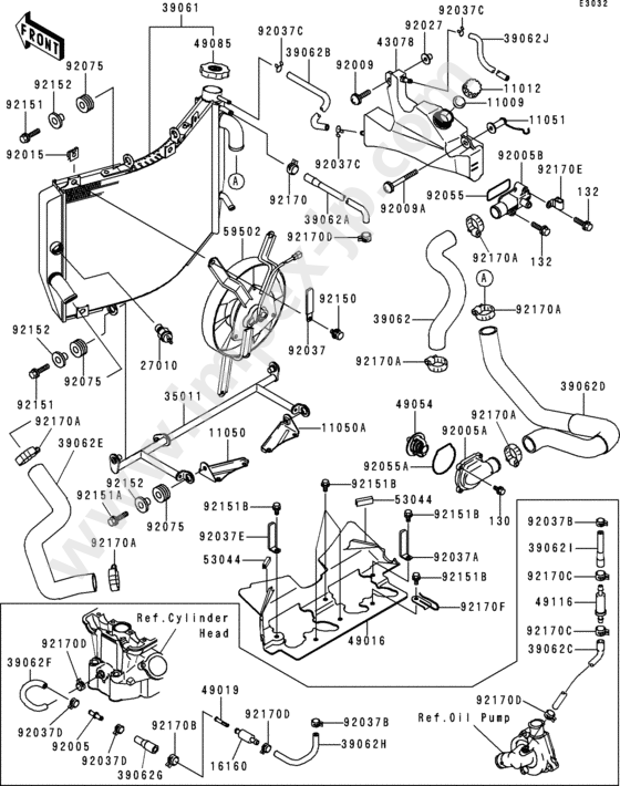 Radiator(1/2) for KAWASAKI ZX600-G1 1998 — IMPEX JAPAN