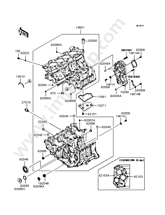 Crankcase for KAWASAKI ZX600P7F 2007 — IMPEX JAPAN