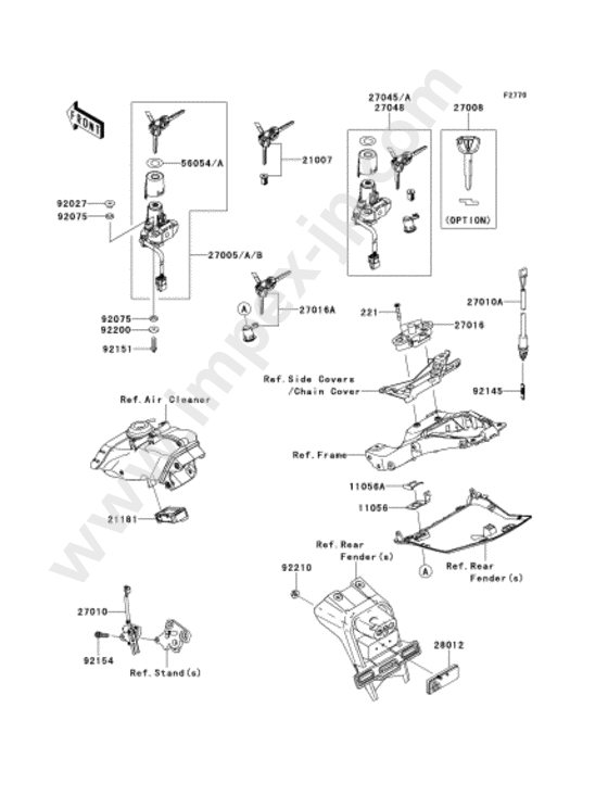 Ignition switch for KAWASAKI ZX1000KCF 2012 — IMPEX JAPAN