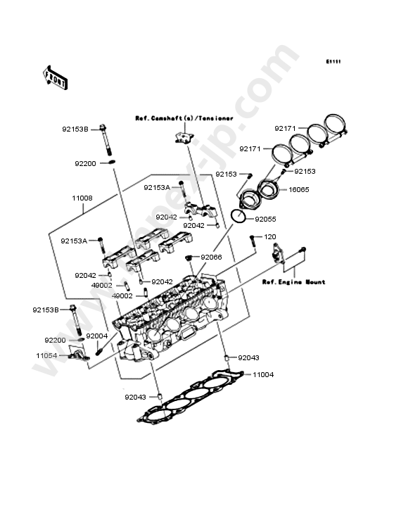 Cylinder head for KAWASAKI ZX1000D6F 2006 — IMPEX JAPAN