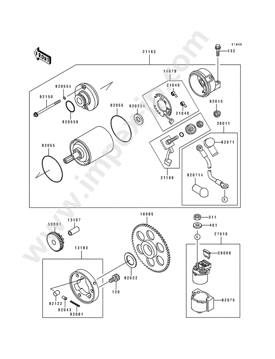 Starter motor for KAWASAKI ZX600-D2 1991 — IMPEX JAPAN