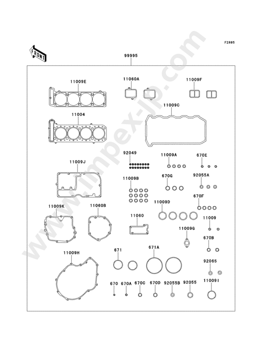 Gasket kit for KAWASAKI ZX1100-D7 1999 — IMPEX JAPAN