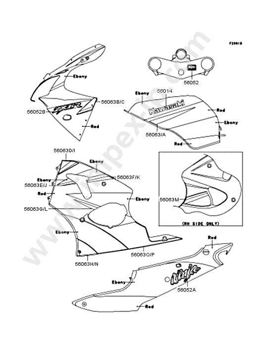 Decals for KAWASAKI ZX600-J2 2001 — IMPEX JAPAN