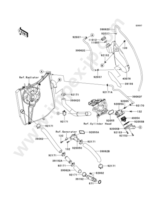 Water pipe for KAWASAKI ZX1000JCF 2012 — IMPEX JAPAN