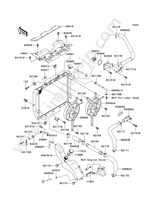 Radiator(1/2) for KAWASAKI ZX1200-B1H 2002 — IMPEX JAPAN