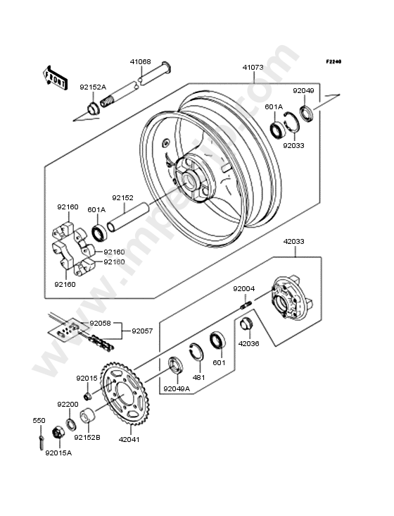 Rear wheel/chain for KAWASAKI ZX636-B2H 2004 — IMPEX JAPAN