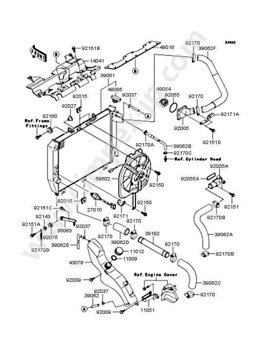 Radiator for KAWASAKI ZX1200-A1H 2000 — IMPEX JAPAN