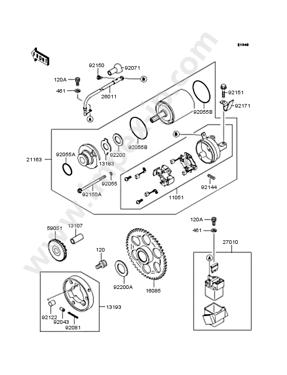 Starter motor for KAWASAKI ZX600-J2 2001 — IMPEX JAPAN