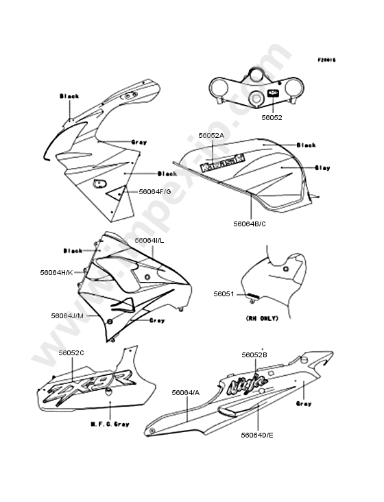 Decals for KAWASAKI ZX900-E1 2000 — IMPEX JAPAN