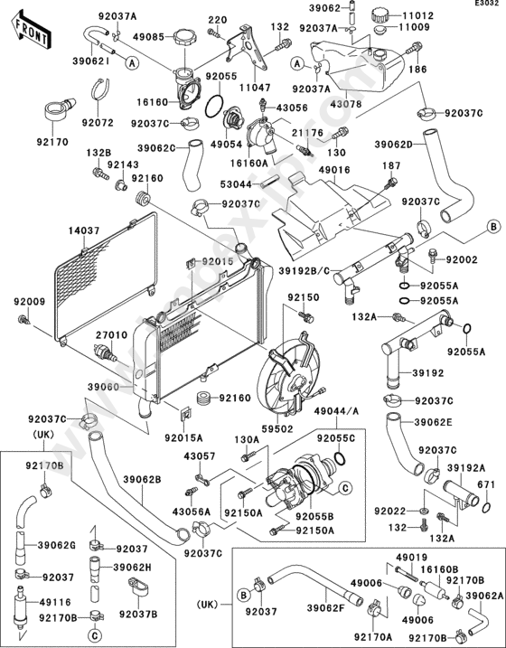 Radiator(1/3) for KAWASAKI ZX600-D2 1991 — IMPEX JAPAN