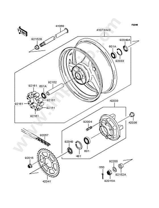 Rear wheel/chain for KAWASAKI ZX1200-A1H 2000 — IMPEX JAPAN