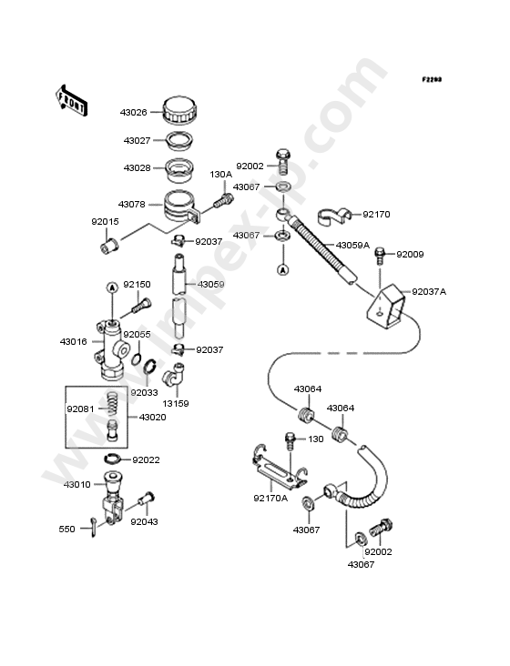 Rear master cylinder for KAWASAKI ZX750-P5 2000 — IMPEX JAPAN