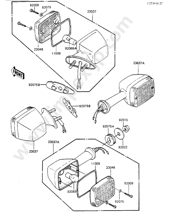 Turnsignal front & rear lamp for KAWASAKI ZX750-A1 1983 — IMPEX JAPAN