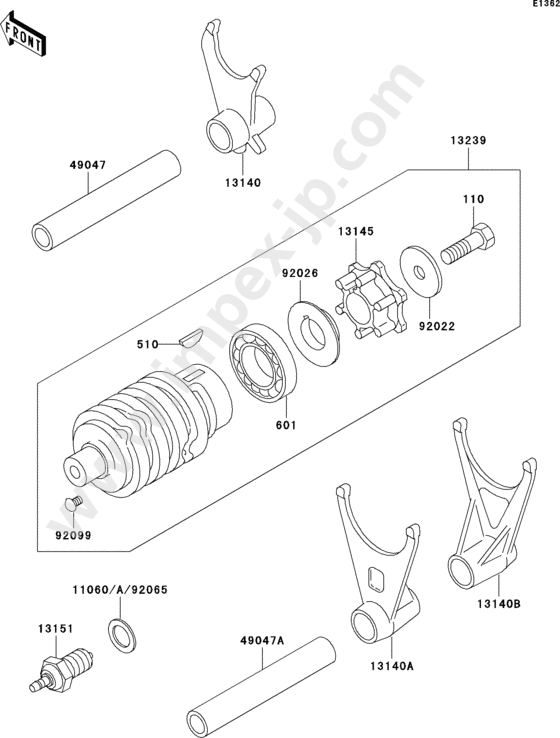 Gear change drum/shift fork(s) for KAWASAKI ZX600-E1 1993 — IMPEX 