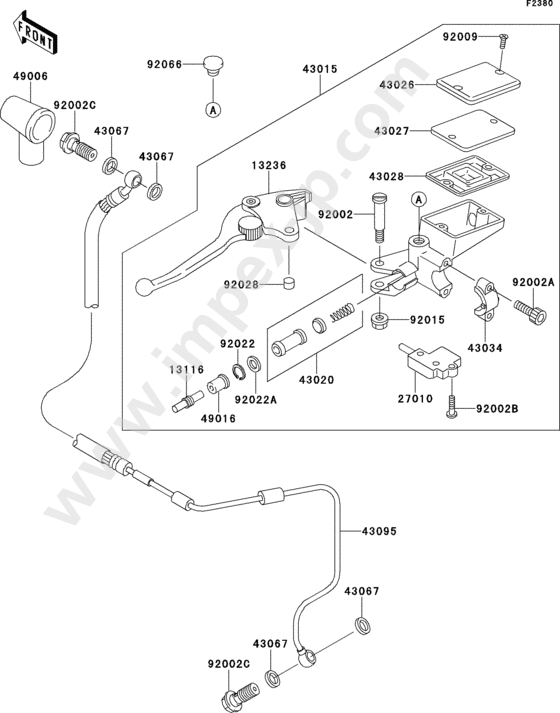 Clutch master cylinder for KAWASAKI ZX1200-C2H 2003 — IMPEX JAPAN