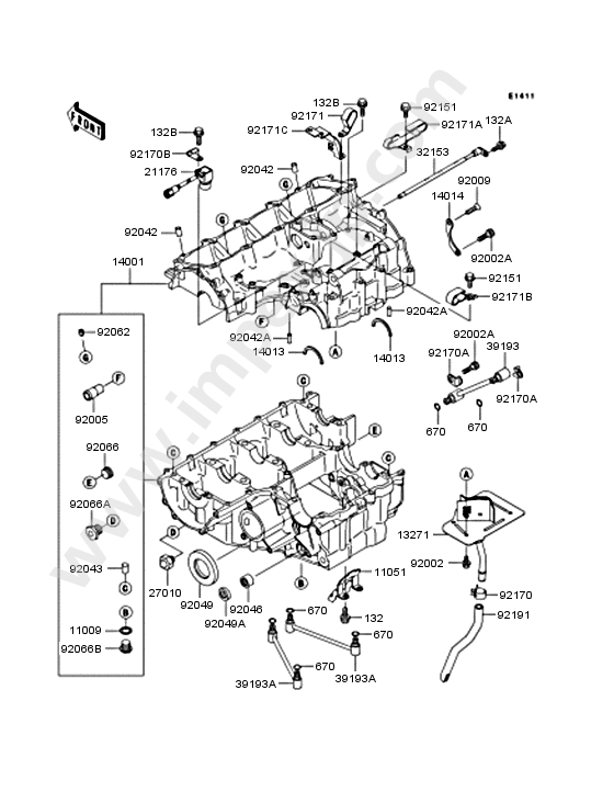 Crankcase for KAWASAKI ZX1200-A1H 2000 — IMPEX JAPAN