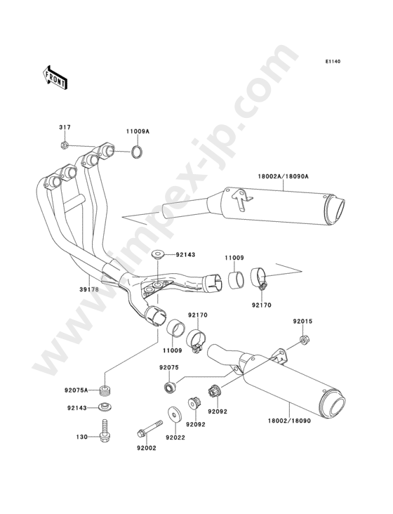 Muffler for KAWASAKI ZX600-D3 1992 — IMPEX JAPAN