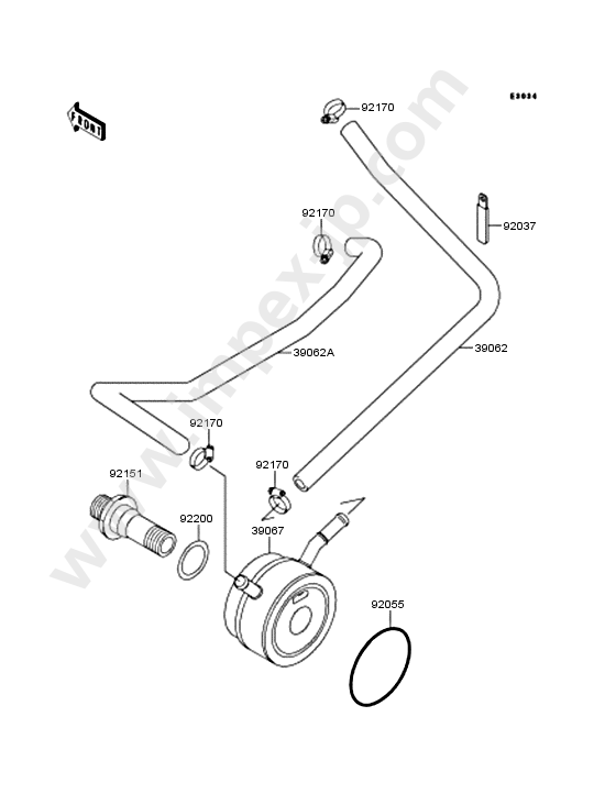 Oil cooler for KAWASAKI ZX600-J1 2000 — IMPEX JAPAN