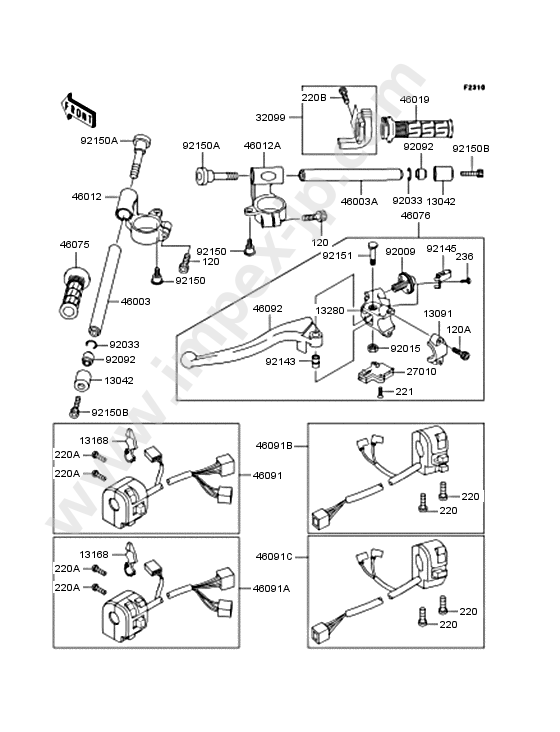 Handlebar for KAWASAKI ZX900-E2 2001 — IMPEX JAPAN