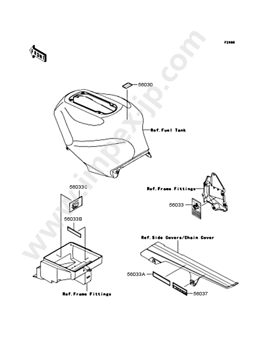 Labels for KAWASAKI ZX1200-B4 2005 — IMPEX JAPAN