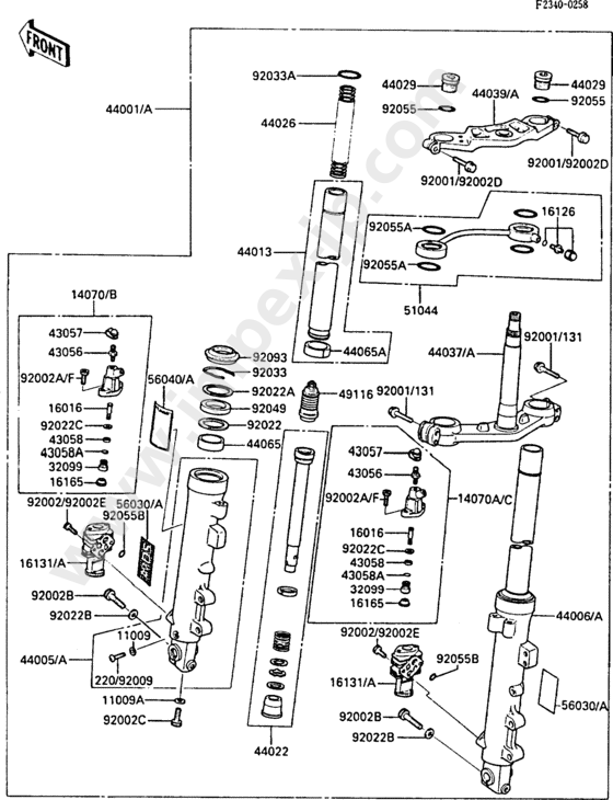 Front fork(1/2) for KAWASAKI ZX600-A4A 1988 — IMPEX JAPAN