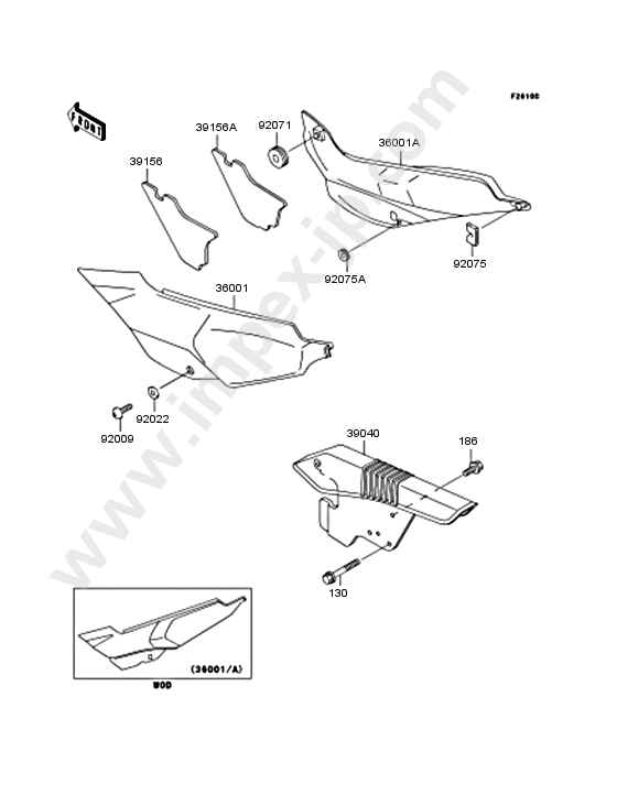 Side covers/chain cover for KAWASAKI KLE400-A3 1993 — IMPEX JAPAN