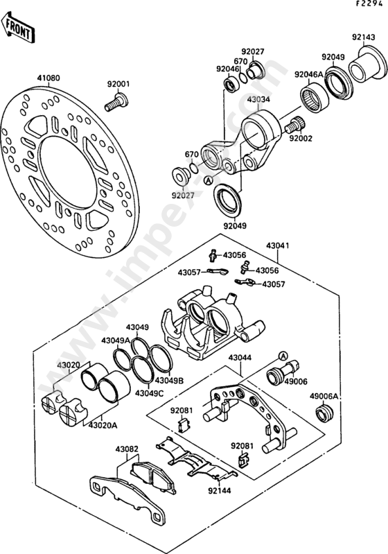 Rear brake(zx750f-000001-016846) for KAWASAKI GPX750R 1988 — IMPEX 