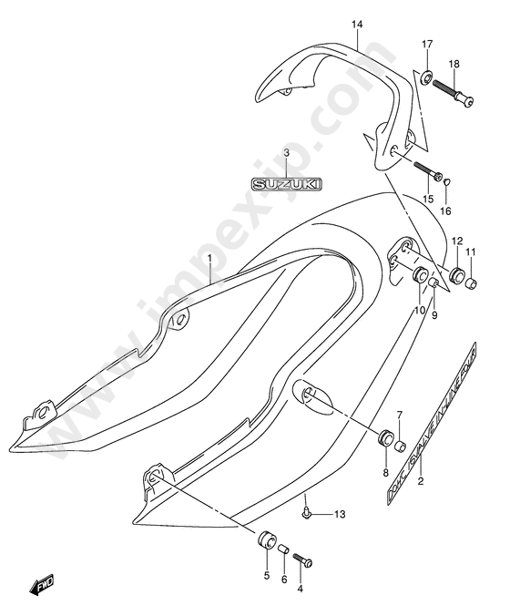 Seat tail cover for SUZUKI GSF1200SK3(E2) K3 2003 — IMPEX JAPAN