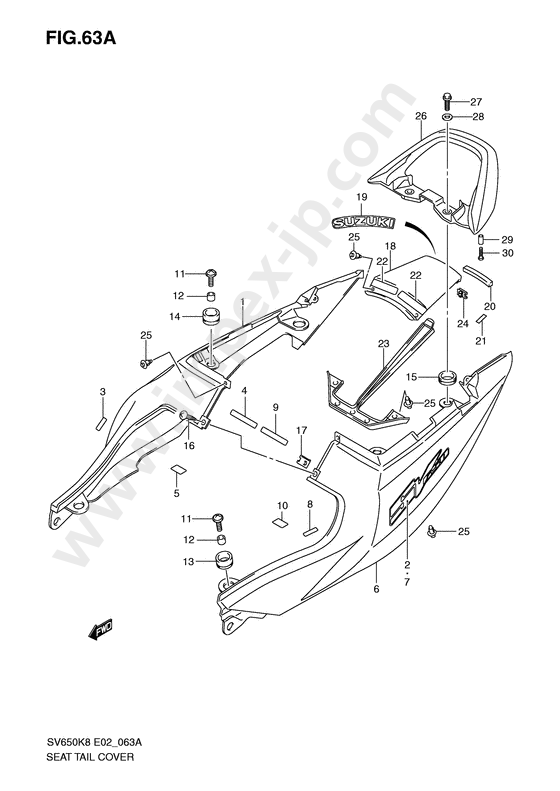 Seat tail cover for SUZUKI SV650UAK9(E2) K9 2009 — IMPEX JAPAN