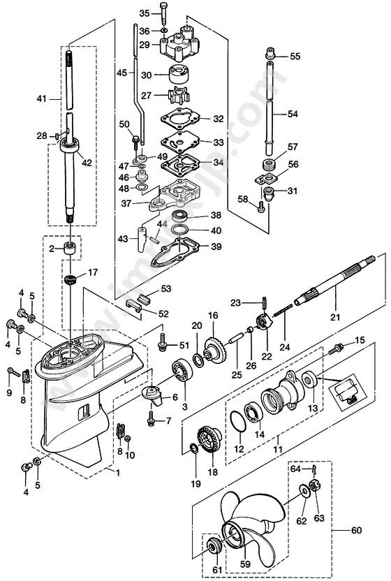 Gear case for TOHATSU MFS9.8A3 2014 — IMPEX JAPAN