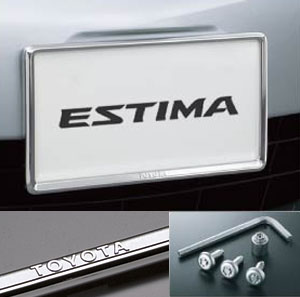 Рамка номера с набором против кражи (тип 2): deluxe (роскошный), основная часть набора (набор (секретный болт [для рамки номера])), (рамка номера передняя / задняя, тип 1 [deluxe (роскошный)]) для Toyota ESTIMA GSR55W-GFTSK(T) (Дек. 2009 – Апр. 2012)