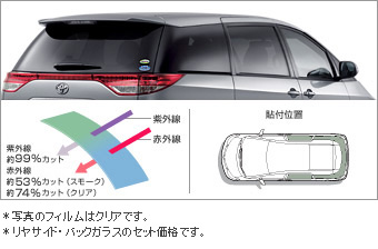 IR (ИК излучение) тонировочная пленка (заднее боковое, стекло заднее (clear (прозрачный) / дымчатый)) для Toyota ESTIMA ACR55W-GFXEK(U) (Дек. 2009 – Апр. 2012)