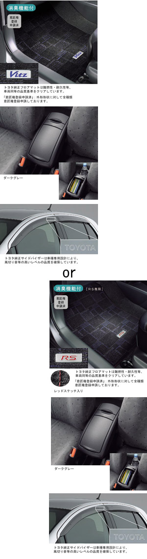 набор основной (тип 1), основная часть набора (набор (консольная коробка (подлокотник)), (коврик салона [deluxe (роскошный)]), (дефлектор двери [основной])) для Toyota VITZ NCP95-AHPEK (Авг. 2010 – Дек. 2010)