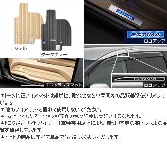 набор основной (тип 1), набор основной (набор (накладка порога с подсветкой)), (коврик салона (основная часть / коврик подножки) роскошный), (дефлектор двери (RV широкий)) для Toyota ESTIMA GSR55W-GFTSK (Апр. 2013 – Сент. 2014)