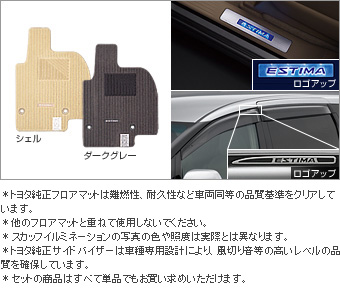 набор основной (тип 2), набор основной (набор (накладка порога с подсветкой)), (коврик салона (основная часть / коврик подножки), deluxe (роскошный)), (дефлектор двери (RV широкий)) для Toyota ESTIMA ACR55W-GRXSK (Апр. 2013 – Сент. 2014)