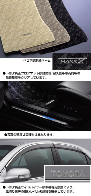 набор основной (тип 2), основная часть набора (набор (накладка порога с подсветкой)), (коврик салона (роскошный)), (дефлектор двери (основной)) для Toyota MARK X GRX125-AEAZH (Окт. 2006 – Июль 2008)