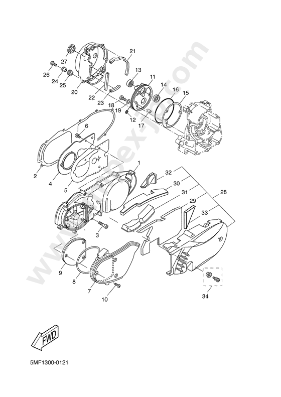 Crankcase cover 1 for YAMAHA (2001, 0316) — IMPEX JAPAN