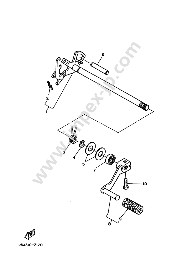 SHIFT SHAFT for YAMAHA TW200E TRAILWAY (2000, 0646, C) — IMPEX JAPAN